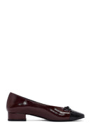 Women's Burgundy Short Heel Leather Ballet Flat | Derimod