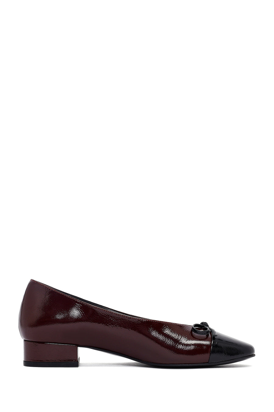 Women's Burgundy Short Heel Leather Ballet Flat 25AFD161914 | Derimod