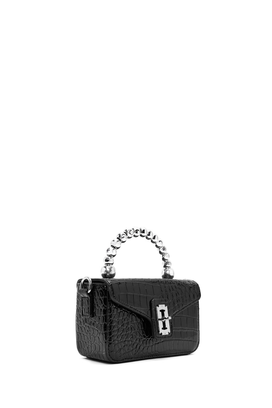 Women Black Long Strap Mini Classic Patent Crossbody Bag