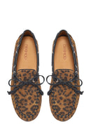 Kadın Leopar Desenli Süet Deri Loafer | Derimod