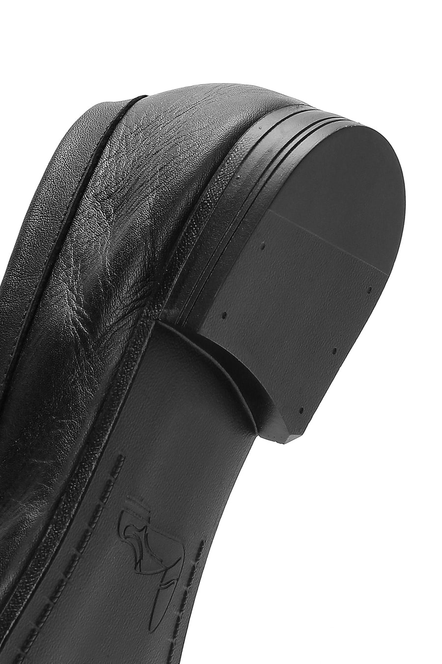 Kadın Siyah Deri Maskülen Loafer