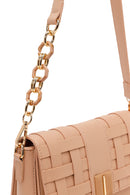 Woman Beige Long-Strap Knitted Crossbody Bag | Derimod