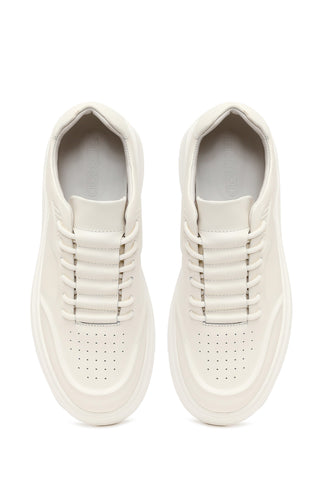 Erkek Beyaz Bağcıklı Deri Sneaker