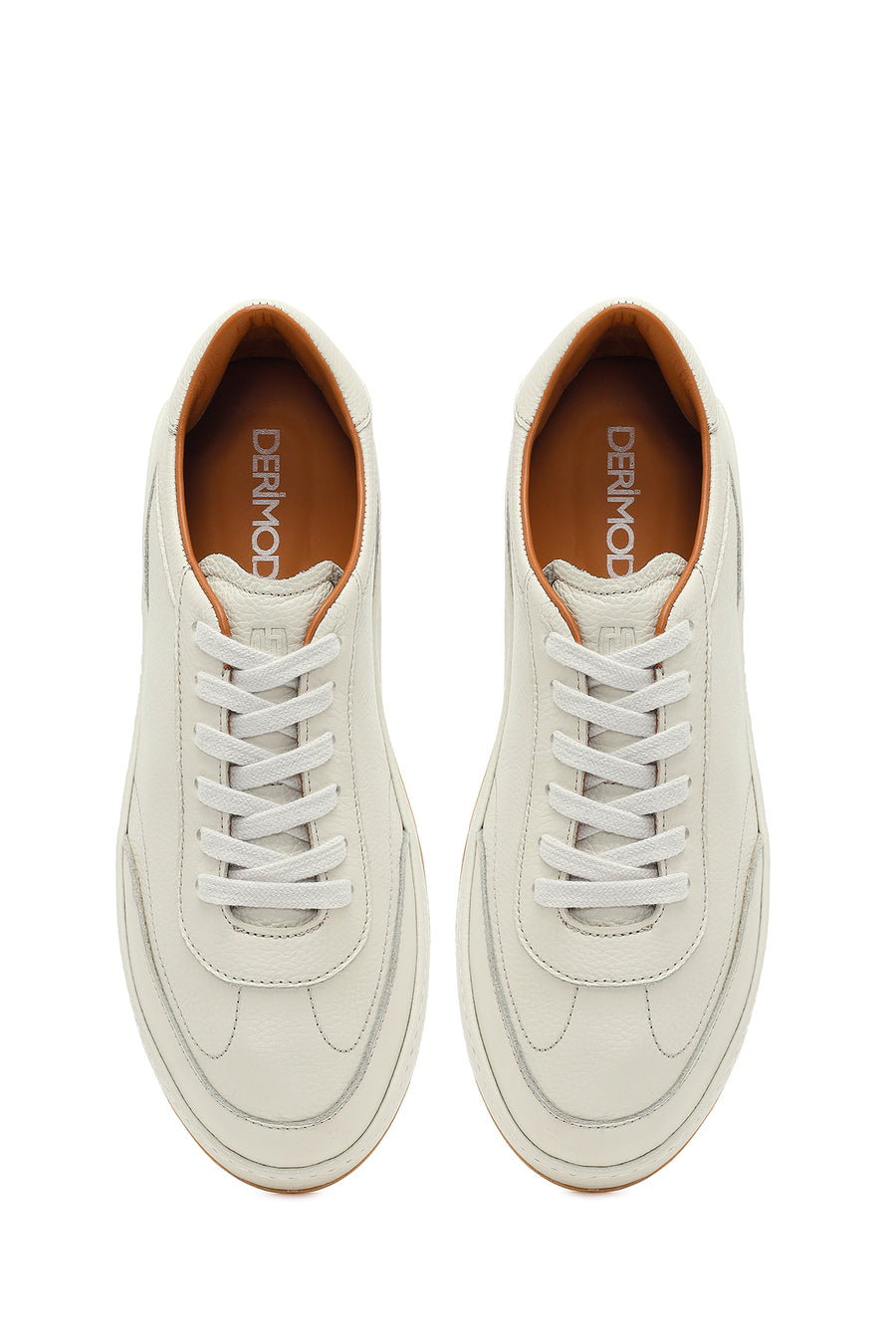 Men's White Lace-up Leather Sneaker