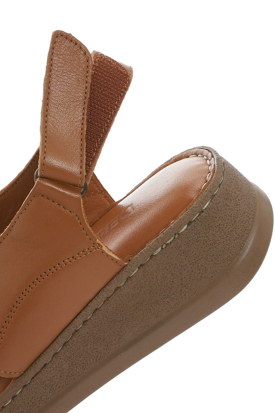 Kadın Taba Kalın Tabanlı Deri Comfort Sandalet