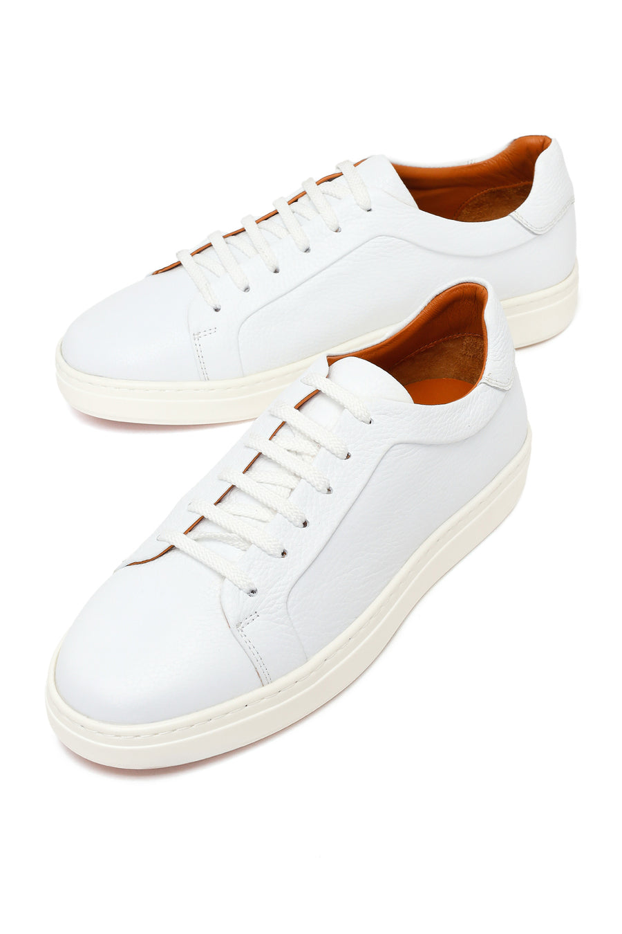 Erkek Beyaz Bağcıklı Deri Sneaker