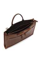 Men's Brown Long Strap Leather Briefcase | Derimod
