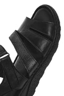 Women's Black Ankle Strap Chunky Sole Leather Comfort Sandals | Derimod