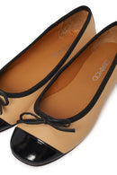 Women's Beige Leather Ballerinas | Derimod