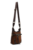 Woman Brown Long-Strap Suede Crossbody Bag | Derimod