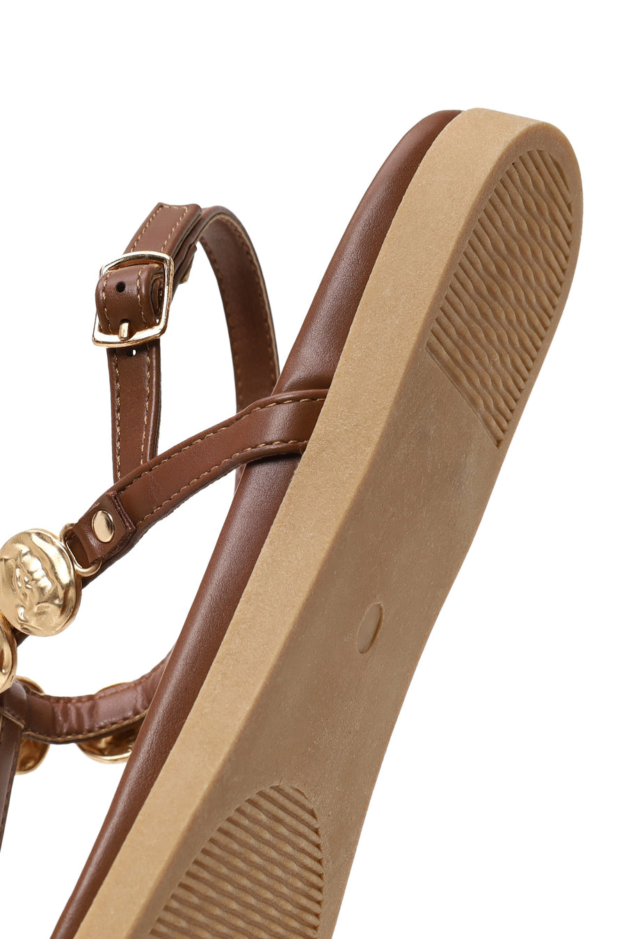 Woman Brown Buckled Flip-Flop Sandal