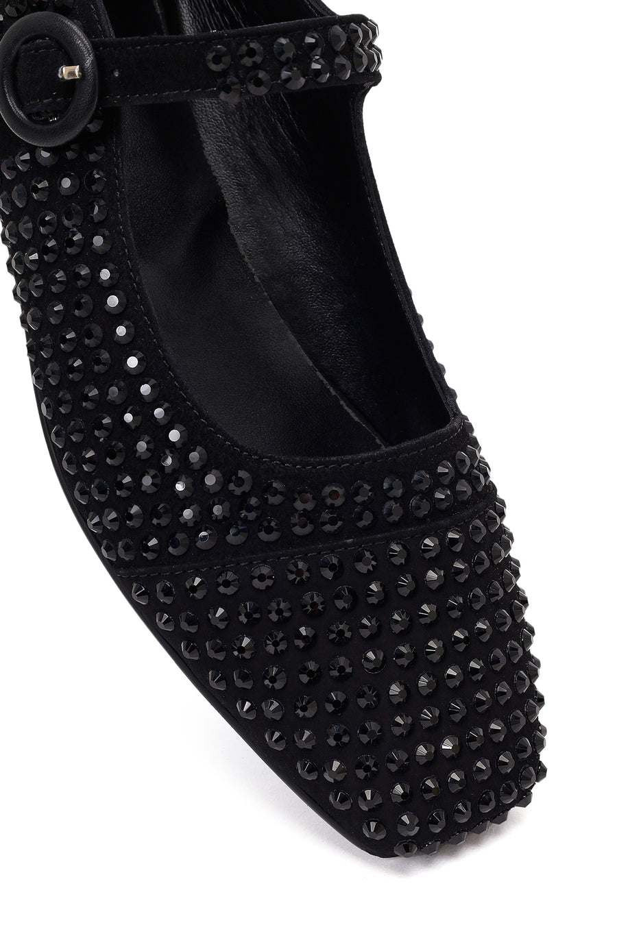 Women's Black Stone Leather Ballerinas