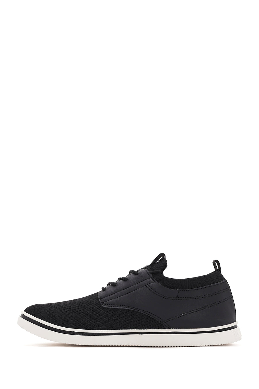 Men's Black Lace-Up Fabric Sneakers