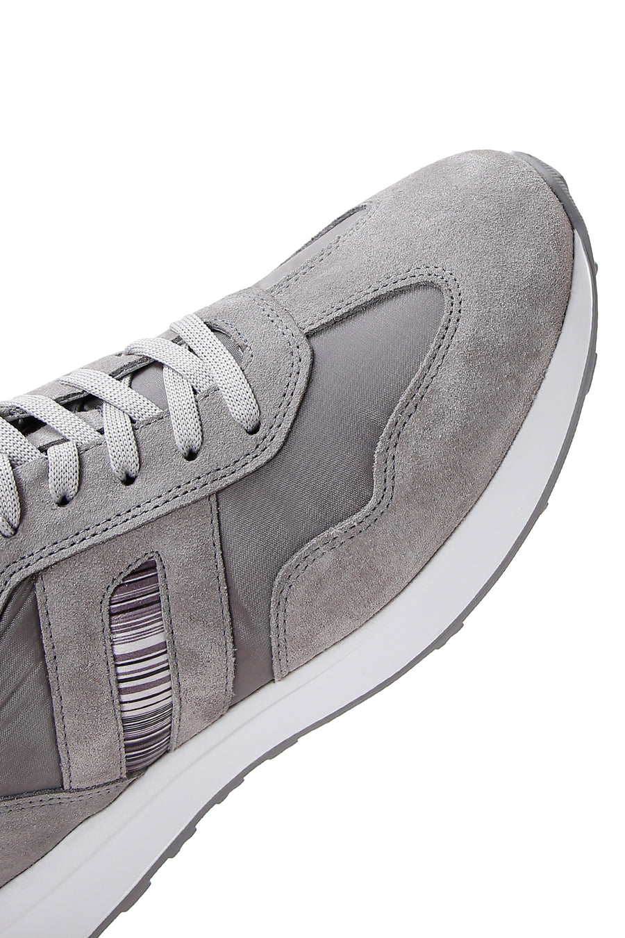 Erkek Gri Süet Deri Detaylı Sneaker
