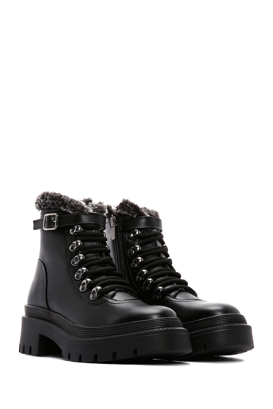 Women's Black Buckle Boots