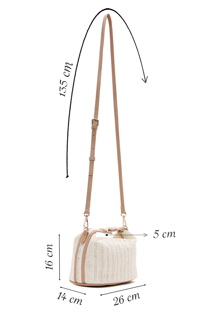 Women's Cream Long Straw Mini Handbag