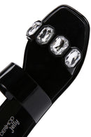 Women's Black Jelly Stone Slippers | Derimod
