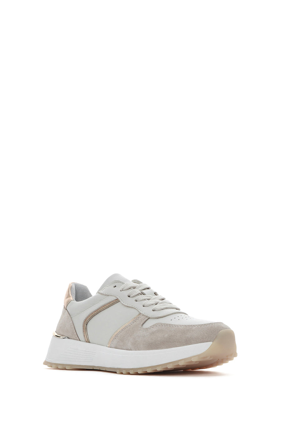 Kadın Bej Bağcıklı Deri Sneaker