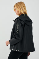 Judith Women's Black Hooded Leather Coat | Derimod