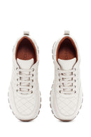 Kadın Bej Deri Kapitone Sneaker | Derimod