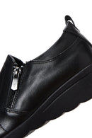 Women's Black Leather Wedge Heel Comfort Shoes | Derimod