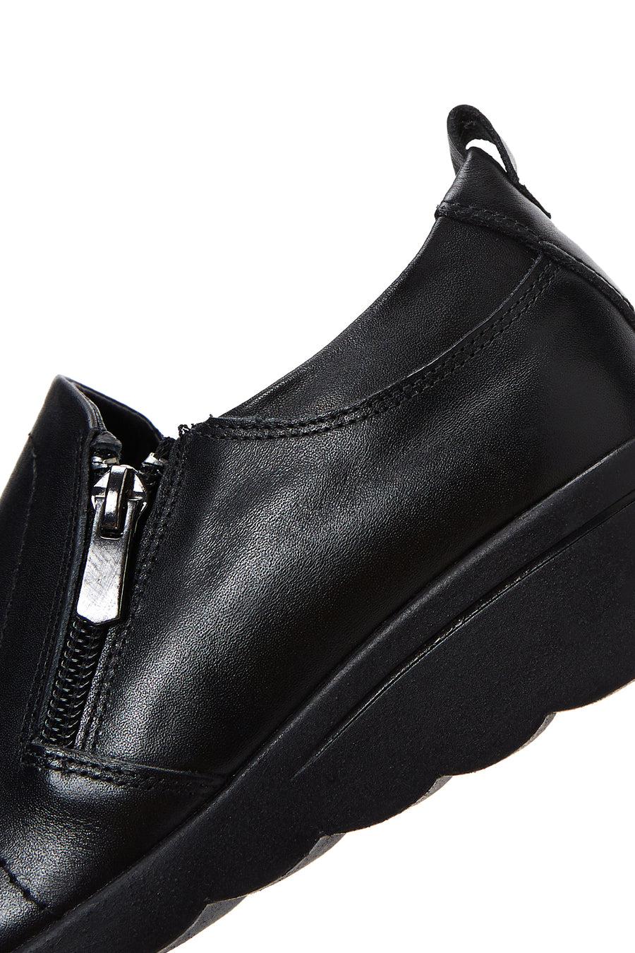 Women's Black Leather Wedge Heel Comfort Shoes