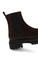 Woman Brown Thick-Soled Suede Chelsea Boots | Derimod