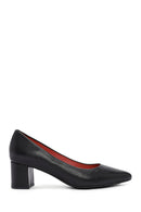 Derimod Gritti Women's Black Thick Heeled Leather Shoes | Derimod