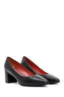 Derimod Gritti Women's Black Thick Heeled Leather Shoes | Derimod