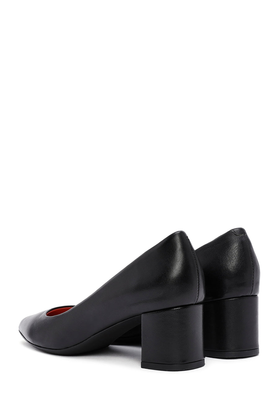 Derimod Gritti Women's Black Thick Heeled Leather Shoes