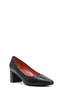Derimod Gritti Women's Black Thick Heeled Leather Shoes | Derimod