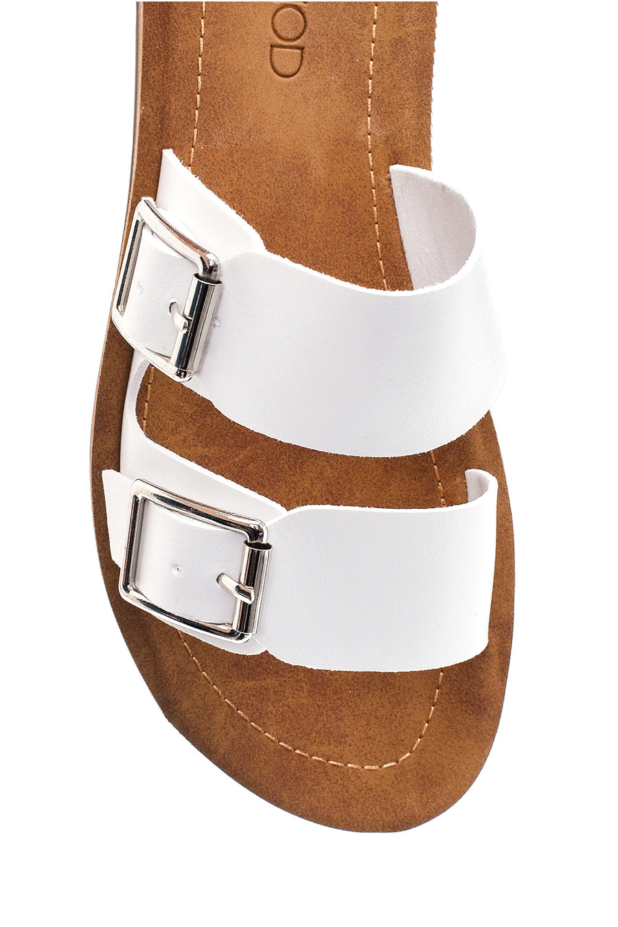 Women's White Double Buckle Slippers