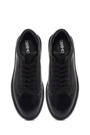 Erkek Siyah Bağcıklı Deri Sneaker | Derimod