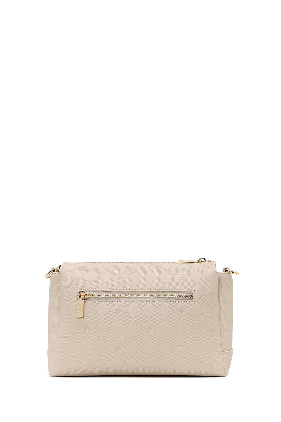 Woman Cream Printed Long-Strap Crossbody Bag
