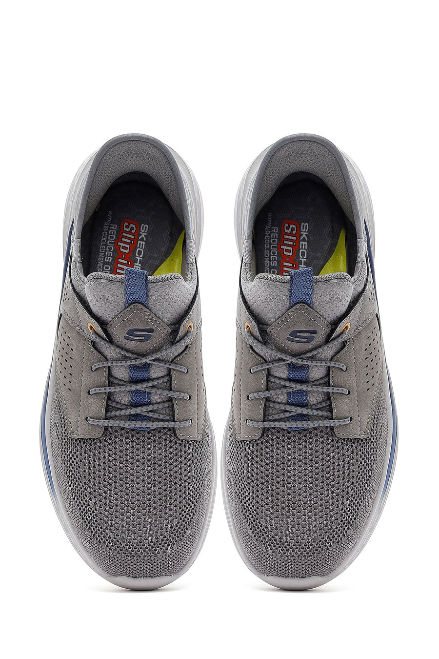Skechers Erkek Gri Slade Bağcıklı Kalın Tabanlı Kumaş Sneaker