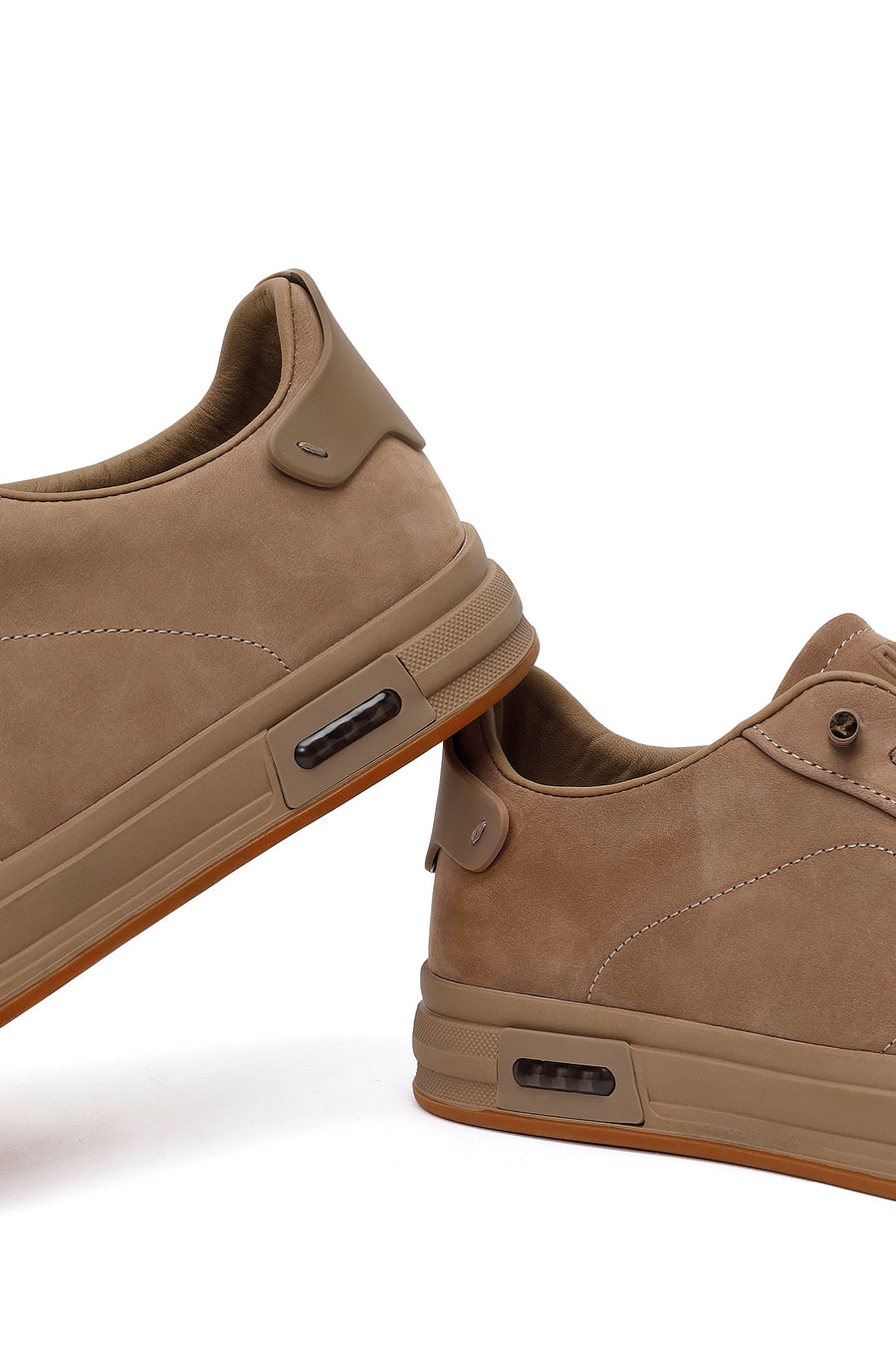 Erkek Vizon Bağcıklı Nubuk Deri Sneaker