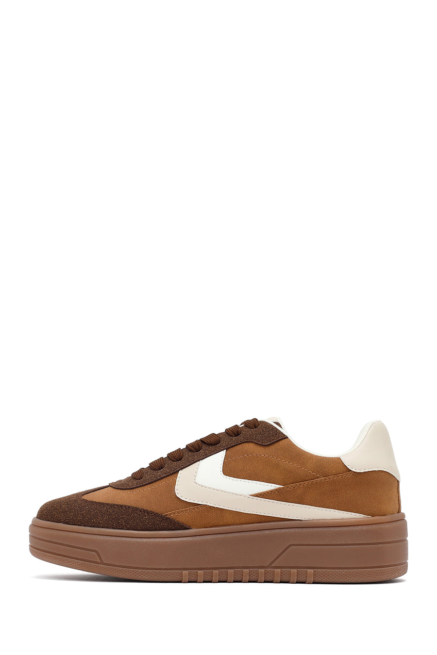 Women's Camel Lace-Up Thick-Soled Sneaker
