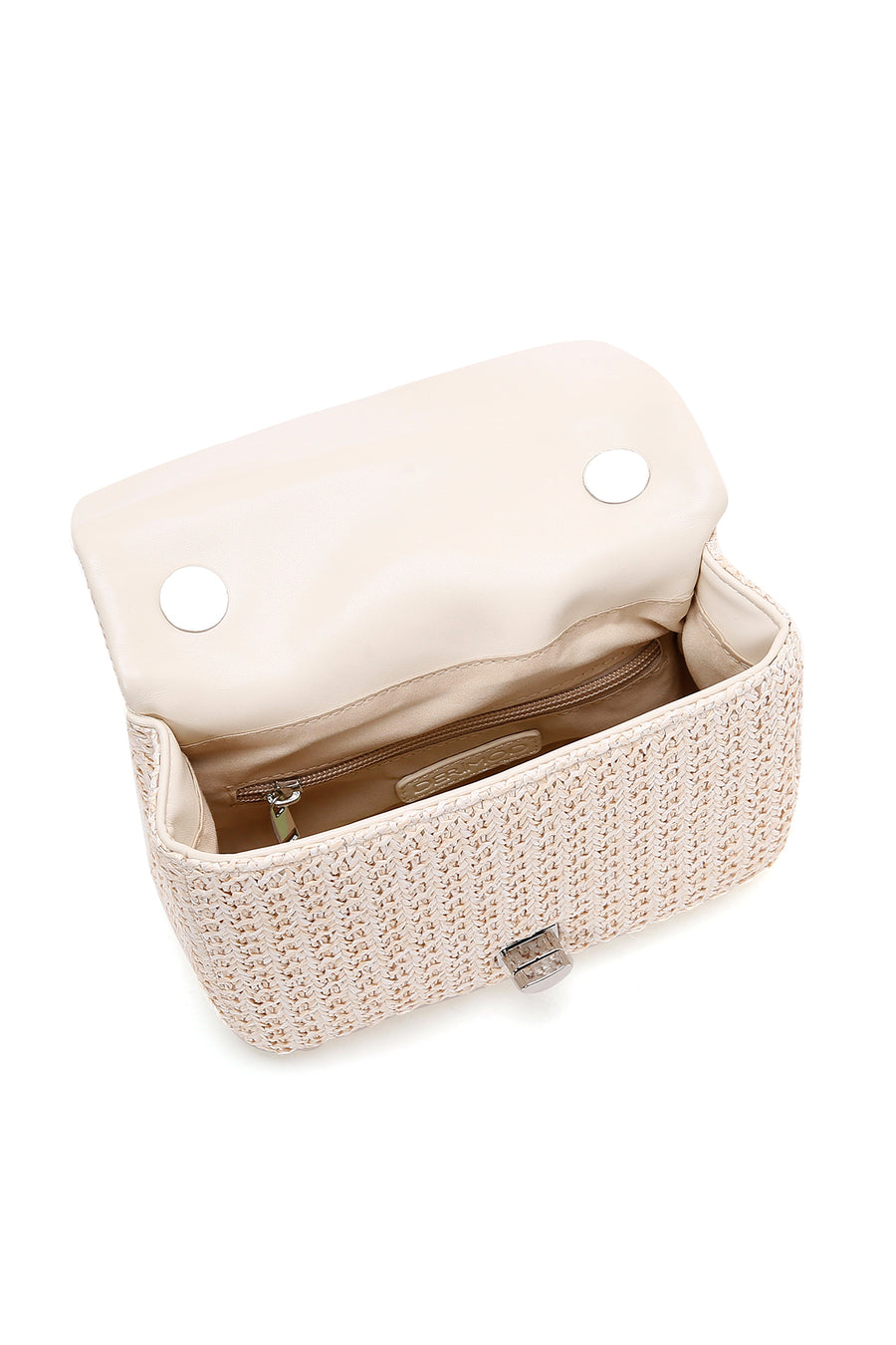 Women's Cream Long Strap Straw Crossbody Bag