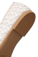 Woman White Braided Leather Ballet Flat | Derimod