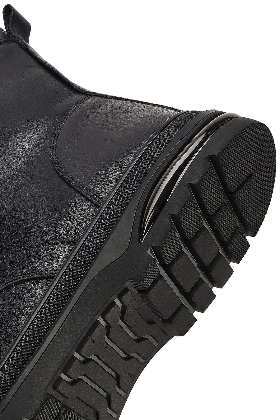 Men's Black Zippered Leather Boot