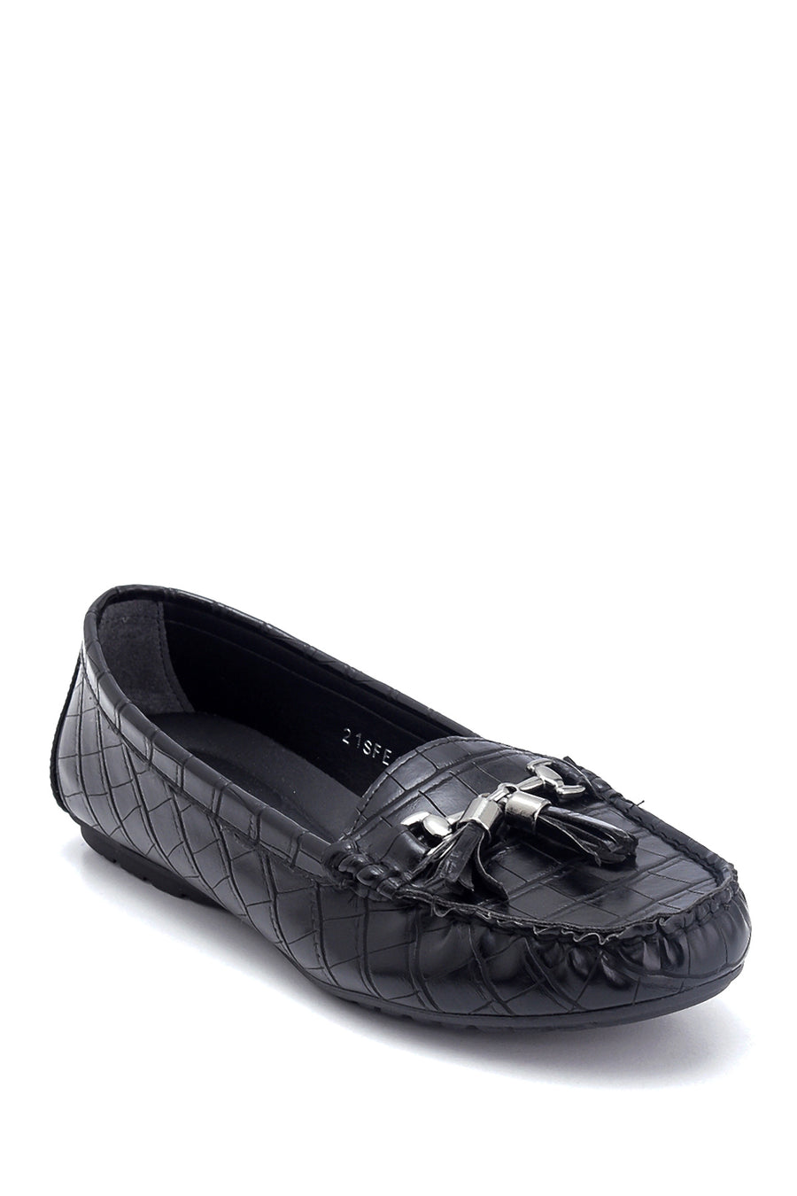 Kadın Kroko Desenli Püsküllü Loafer