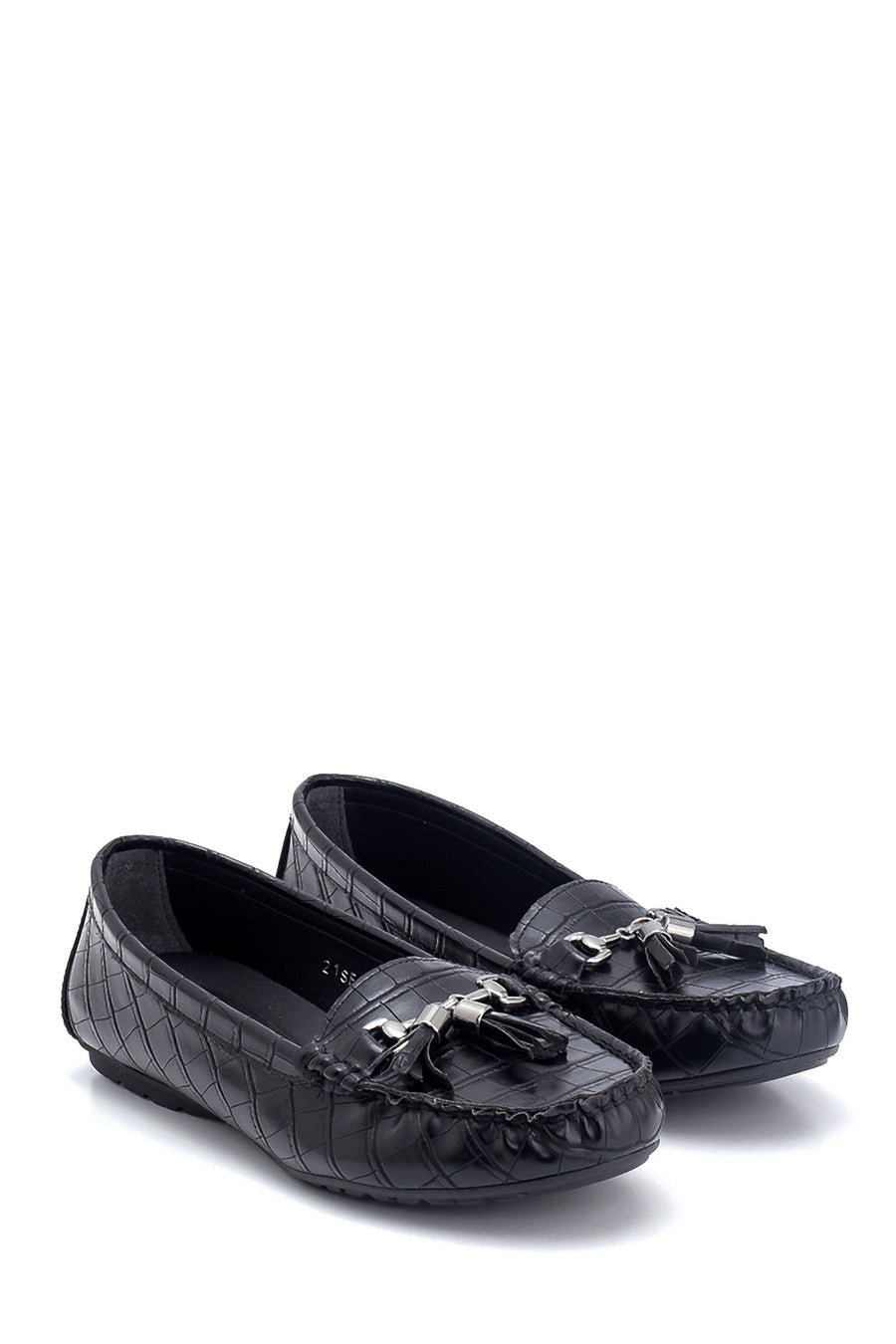 Kadın Kroko Desenli Püsküllü Loafer
