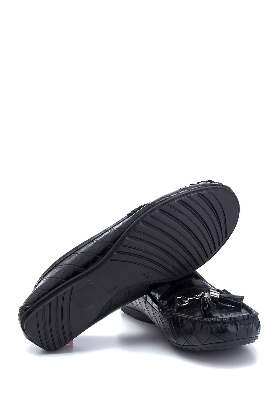 Kadın Kroko Desenli Püsküllü Loafer