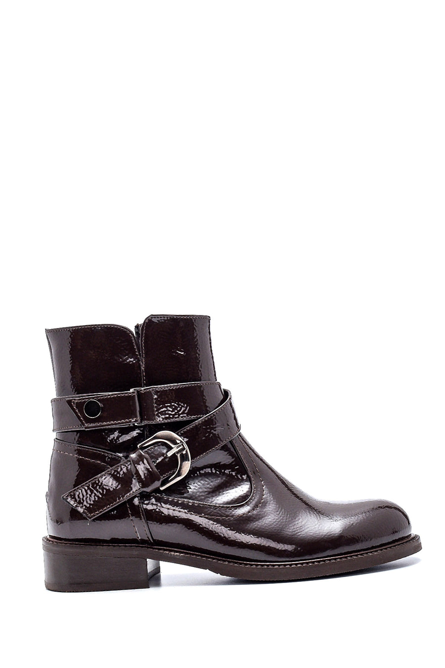 Women's Buckle Detailed Patent Leather Boots 21WFE402816 | Derimod