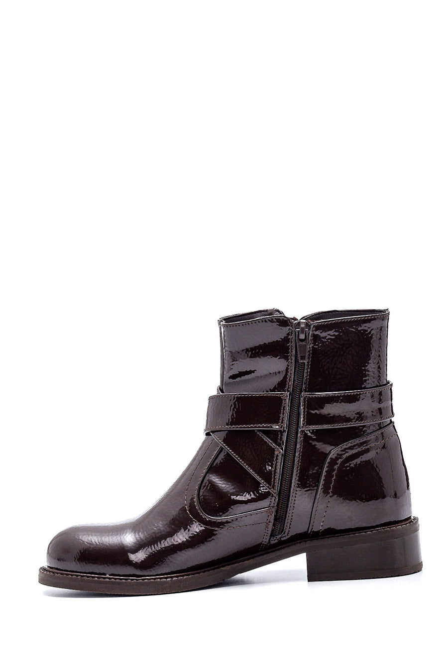 Women's Buckle Detailed Patent Leather Boots