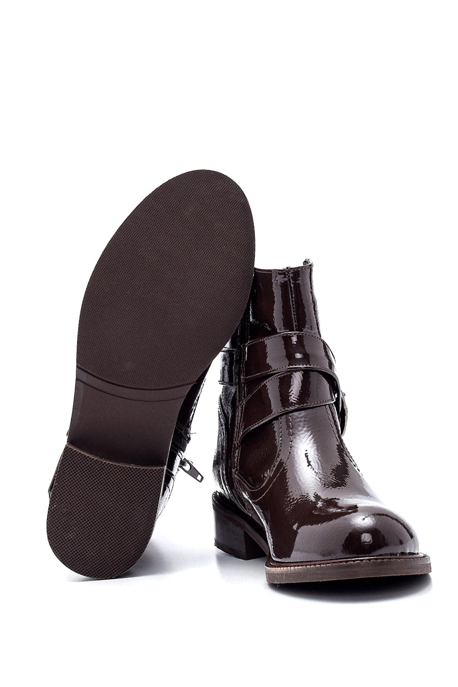 Women's Buckle Detailed Patent Leather Boots