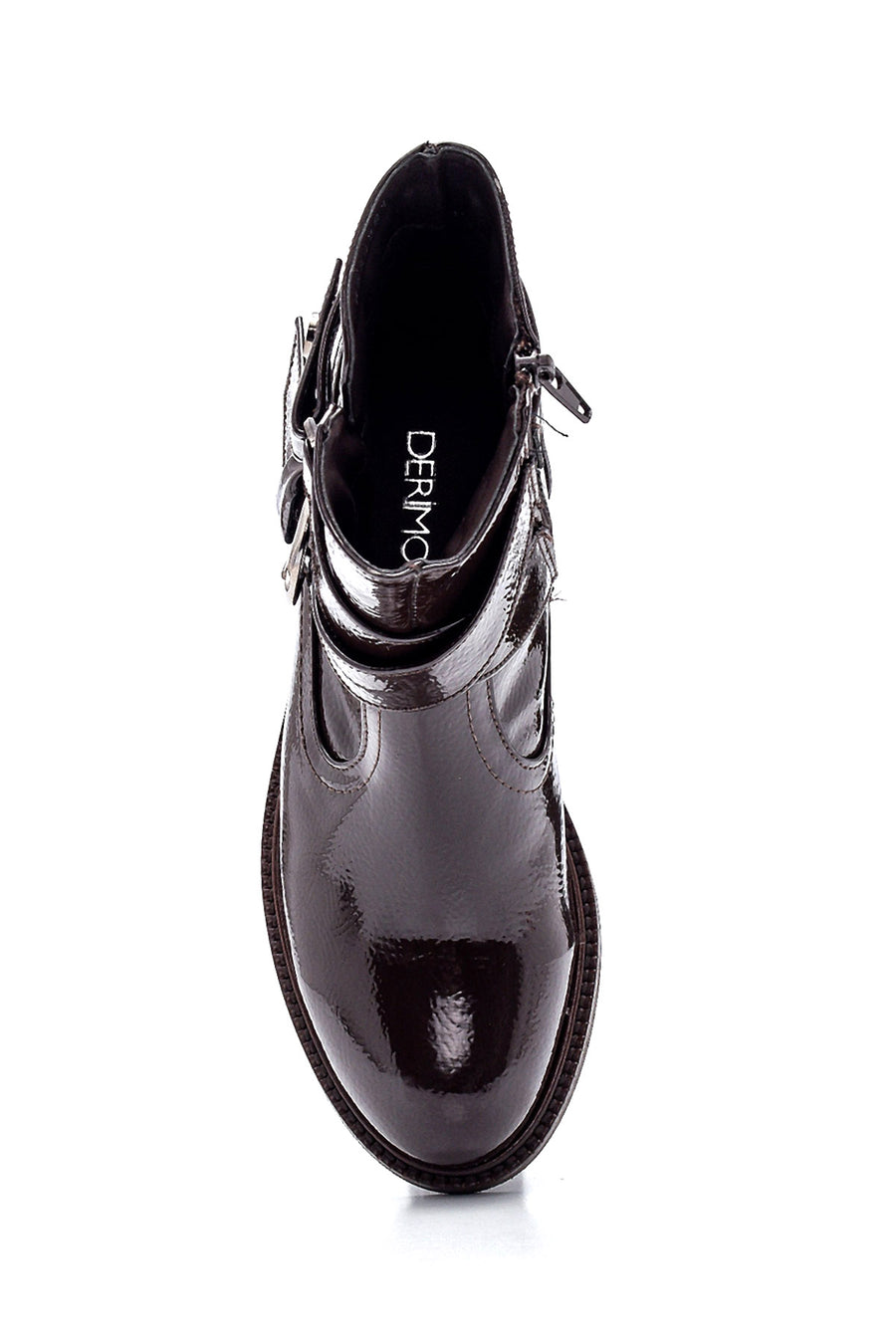 Women's Buckle Detailed Patent Leather Boots