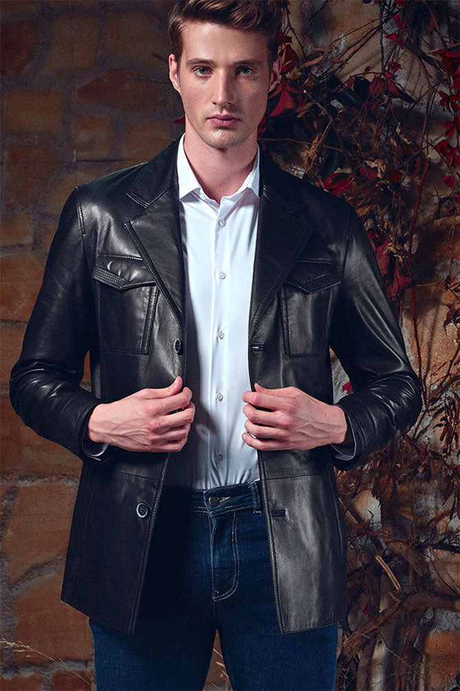 Silvan Men's Leather Jacket 21WGD6411U4 | Derimod