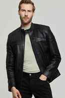 Gobert Erkek Siyah Slim-Fit Deri Mont | Derimod
