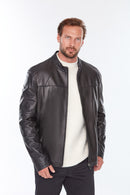 Neymar(Plus) Men's Black Leather Jacket | Derimod